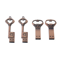 Memoria USB Clásica con Forma de Corazón en Oro Rosa, Unidad USB para Bodas de 16 GB, 32 GB, 64 GB, 2.0, Diseño Retro con Forma de Llave de Corazón