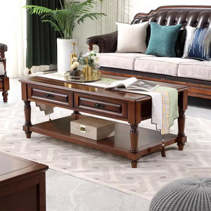 โต๊ะกาแฟไม้จริงสไตล์อเมริกัน Aoga Furniture รุ่น 991 พร้อมลิ้นชักเก็บของสำหรับห้องนั่งเล่น - Product Image 1