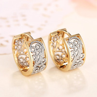 Boucles d'oreilles créoles en cuivre filigrané bicolore imperméables pour un style vintage élégant