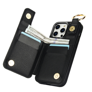 Étui portefeuille en cuir PU de luxe Litchi Grain pour iPhone 16 Pro Max étui à rabat magnétique pour iPhone 15 14 Pro 13 12 11 Pro 7 8 - Product Image 4