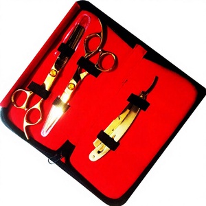 Ensemble de ciseaux de coiffure professionnels, lames en acier inoxydable, finition dorée, outils de salon, pour droitiers, manche long, sécurité des écrous de serrage - Product Image 5