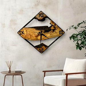 Live Edge Natural Wood <b>Wall</b> <b>Clock</b>, Rustic Wooden Statement <b>Clock</b>, Handmade <b>Wall</b> Art, <b>Modern</b> Farmhouse Home Decor - Product Image 1