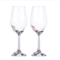 Set Gelas Anggur Kristal Tiup Mewah Transparan Berkualitas Tinggi, Tangkai Panjang, Kapasitas 500ml, Desain Minimalis, Logo Custom, Promo Penjualan Panas untuk Pesta