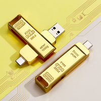 Unidad Flash USB 2.0/3.0 Giratoria de Metal Dorado, OTG 2 en 1 Tipo C, Pendrive de 32GB 64GB 128GB, Suministro al por Mayor