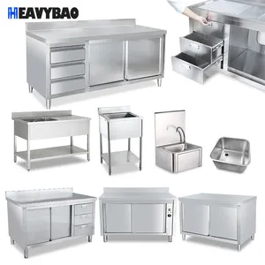 Heavybao Thiết Bị Nhà Bếp Làm Việc Băng Ghế Dự Bị Nhà Hàng Thép Không Gỉ Bảng Nhà Bếp Wort Bảng Tủ Bồn Rửa