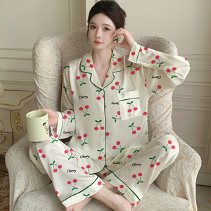 Pijamas de Satén de Lujo para Mujer, Ropa de Dormir con Estampado de Puntos, Ropa de Casa de Satén, Ropa de Dormir con Estampado de Leopardo, Pijama de 2 Piezas para Mujer, Ropa de Casa Suave - Product Image 1