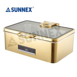 For 220-240V Stainless Steel Electric Dry Heat Waterless Chafer <b>Buffet</b> Chafing Dish <b>Food</b> <b>Warmer</b> 8.5L 400W Hotel Restaurant - Product Image 4