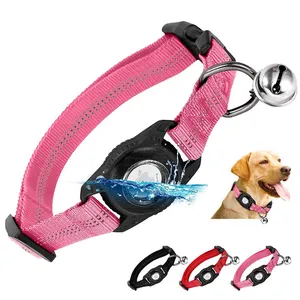 Heavy Duty Medium Large Dogs Adjustable Size Collar With Tracker Airtag Holder