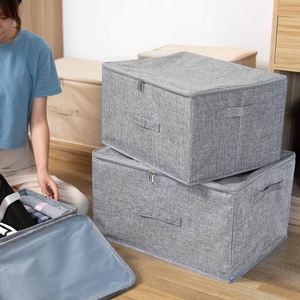 Waterproof Classic Rectangular Closet Organizer Linen Book Toys Storage <b>Box</b> with Handle - Product Image 2