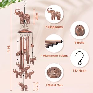 Elephant Wind Chimes Outdoor Giraffe <b>Gifts</b> for Women/Men/Mom/Wife/Grandma Birthday <b>Gifts</b> <b>Memorial</b> <b>Gift</b> Metal WindChime - Product Image 3