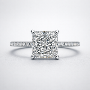 Minimal design platinum diamond ring for women classic engagement wedding ring stylish jewelry gift for her - Product Image 1