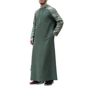 Nueva llegada marroquí thobe hombres musulmán manga larga vestido musulmán para hombres verde thobe lujo abaya Dubai 2024