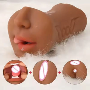 Sexspielzeug Masturbator Weizenfarben 3-in-1 Oralsex Deepthroat Elastisch Geschmacklos Realistischer Oral-Masturbationsbecher für Männer - Product Image 2