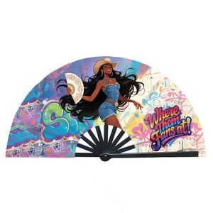 Customized Rainbow Plastic Folding <b>Hand</b> Fans for Rave Parties and Business Gifts <b>Made</b> From Durable <b>Paper</b> - Product Image 5