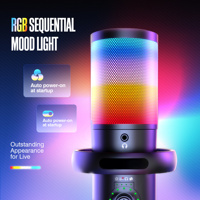 Microphone à condensateur SU5 AI filaire/sans fil avec lumière RGB 5.0 et suppression du bruit pour PC, téléphone, ordinateur de bureau et diffusion en direct