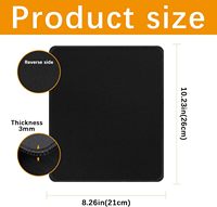 Tapis de souris noir en gros avec bords cousus, base en caoutchouc texturé antidérapante, lavable, pour le bureau et la maison