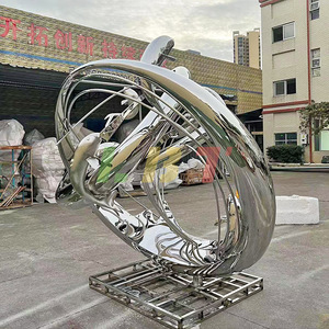 Libit Stainless Steel Abstract Circular Sculpture Outdoor Garden Artistic Handmade Mirror Metal Craft Landscape Ornament - Product Image 2