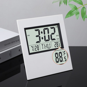 Horloge de bureau numérique intelligente avec grand écran LCD, calendrier électronique perpétuel, date, semaine, température, minuteur de compte à rebours, décoration pour la maison et le bureau - Product Image 5