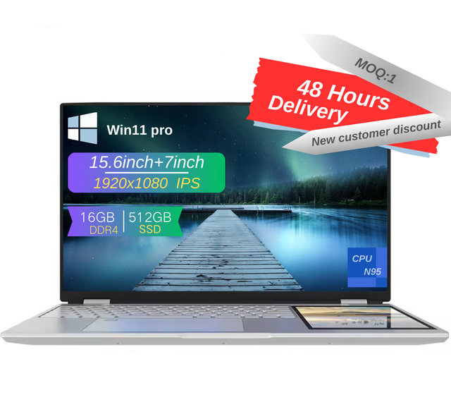 15.6 Led Dual Screen Win11 Quad Core 4 Thread 2.0GHz Brand New Double Notebook Computer Pc Cheap Laptop