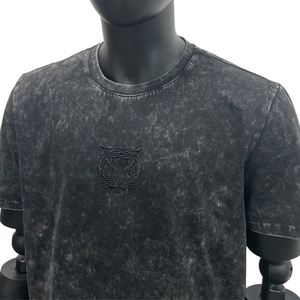 T-shirt OEM délavé, épais, noir, coupe oversize, vente en gros, pour hommes, broderie, délavé à l'acide, vintage, personnalisé - Product Image 6