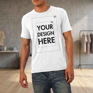 T-shirt blanc à col rond et manches courtes pour homme, 95 % polyester, coupe classique, imprimé sur le devant, respirant, en jersey tricoté doux - Product Image 1