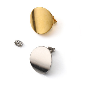Curved Disc Stud Earrings Ear <strong>Plugs</strong> Gold-colored Stainless Steel Electroplated Long-lasting Large Ear Hooks for DIY Earring - Product Image 5