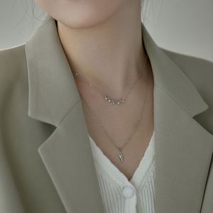 Dylam Elegant Jewelry Stylish 925 Sterling Silver Rhodium 18K Gold Plated Muliti-layer Triangle Pendant <b>Necklace</b> - Product Image 5