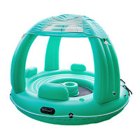 Île flottante gonflable géante surdimensionnée avec auvent, flotteur à chevaucher pour adultes, amusement, matériau PVC personnalisé 250x250x170cm