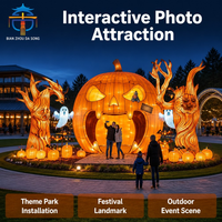 Escultura de Luz Gigante con Forma de Calabaza Monstruosa para Cabina de Fotos, Decoración para Parques Temáticos y Festivales de Halloween