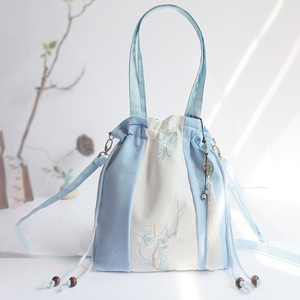 Borsa a Tracolla Vintage con Ricamo Floreale, Stile Antico, Sacchetto con Coulisse in Pelle PU, Borsa a Mano da Donna - Product Image 1
