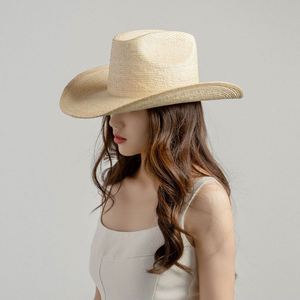 Hot Selling Arrival Men's Women's Outdoor <b>Sunscreen</b> Straw Hat Fashionable Hand-Woven Palm Leaf Large Brimmed Cowboy Hat - Product Image 3