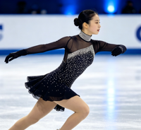 Robe de patinage artistique noire à col montant, manches longues, dos ajouré en maille, ornée de strass, pour adultes et enfants