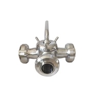 Válvula de Tapón Sanitaria de 3 Vías de Acero Inoxidable Manual SS304 para Productos Lácteos