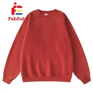 Acid Wash Crewneck Oversized Blank Sweatshirt OEM Custom Design Vintage Style Multi Color Sublimation Cotton Sweatshirt