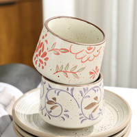 Ensemble tasse et soucoupe vintage en céramique haut de gamme, exquise, pour usage domestique, avec motif botanique, idéal pour le café et le latte