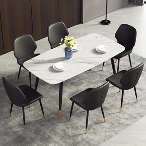 Mesa de comedor de lujo con patas de acero inoxidable, Rectangular, nórdica, 4 y 6 asientos, juego de Mesa de cerámica de mármol - Product Image 4