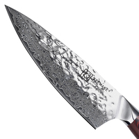 Couteau de chef 6,5 pouces en acier Damas japonais à 67 couches avec manche en G10, couteau de cuisine avec boîte cadeau