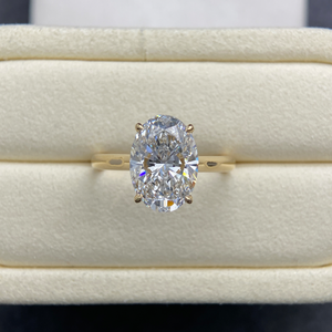 Custom14k Gold Oval schliff 3ct <span class=keywords><strong>E</strong></span> VS IGI Diamantring aus Labor anbau mit versteckter Halo-Einstellung Fancy Cut Lab CVD Diamantring - Product Image 1