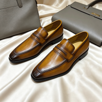 Mocassins Penny pour Hommes en Cuir Véritable avec Coutures Tressées, Chaussures Habillées à Enfiler pour Affaires, Style Sur Mesure de Qualité Supérieure à Prix d'Usine