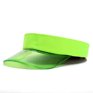 밝은 색상 플라스틱 바이저 수영 투명 태양 바이저 모자 모자 비치 네온 그린 핑크 레오파드 브라운