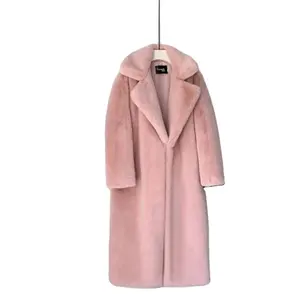 Uzun vizon tavşan Rex kürk ceket kış toptancı kadın moda kürkler sıcak tutan kaban Faux Fox kürk ceket