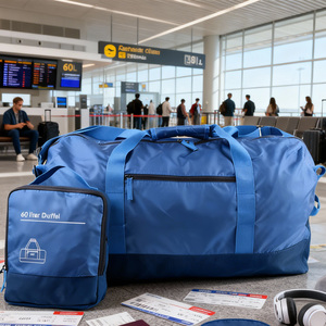 Bolsa de Viaje Portátil de Poliéster con Cierre, Diseño Clásico, Gran Capacidad, Plegable, Almacenamiento Conveniente, Impermeable, para Camping y Uso Diario - Product Image 6