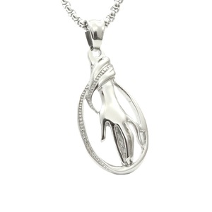 Yunnique – collier avec pendentif en acier inoxydable, unisexe, à la mode, argenté, blanc, bijoux cadeaux - Product Image 1