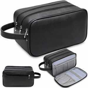 Bolsa de Aseo de Viaje Impermeable de PU para Mujer, Bolsa de Maquillaje de Cuero PU Grande, Organizador de Cosméticos - Product Image 1