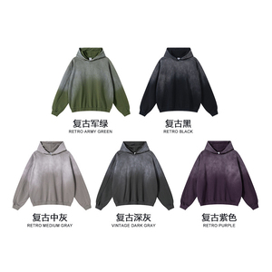 Chất Lượng Cao 100% Bông 370gsm Hoodies Tùy Chỉnh Cổ Điển Rửa Rửa In Axit Rửa Áo Mặt Trời Faded In Kỹ Thuật Số Của Nam Giới Hoodies - Product Image 3