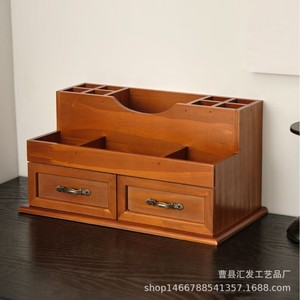 Estante de almacenamiento de madera con cajones, organizador de escritorio con múltiples compartimentos para papelería de oficina y cosméticos. - Product Image 2