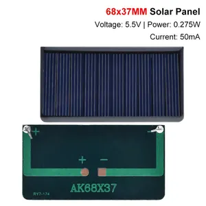 5.5V 50mA 0.275W Solar Panels Polycrystalline 68x37mm Mini Sunpower Solar Cells DIY Photovoltaic Panel for Battery Charger