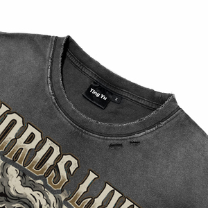 T-shirts pour hommes surdimensionnés, style punk, graphiques vintage, effet délavé, respirants, 100% coton, streetwear décontracté personnalisé, haute qualité - Product Image 3