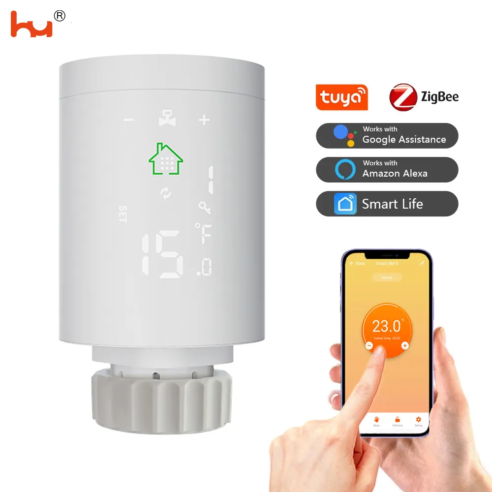 Vanne de radiateur thermostatique HY368, fonctionne avec Alexa, Google Assistant, Smart Life WIFI, Tuya ZigBee, TRV ou chauffage de radiateur