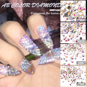 1440 piezas/bolsa SS3-SS40 Cristales de Diamantes Redondos 3D con Reverso Plano, Color AB, Fáciles de Aplicar para Decoración de Uñas - Product Image 4